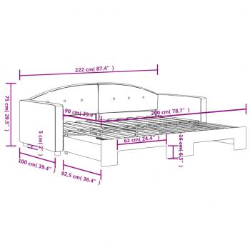 Tagesbett Ausziehbar Hellgrau 90x200 cm Samt