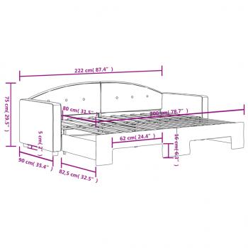 Tagesbett Ausziehbar Hellgrau 80x200 cm Samt