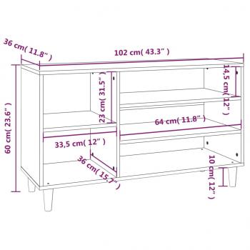 Schuhregal Hochglanz-Weiß 102x36x60 cm Holzwerkstoff