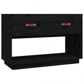 TV-Schrank Schwarz 90x40x60 cm Massivholz Kiefer