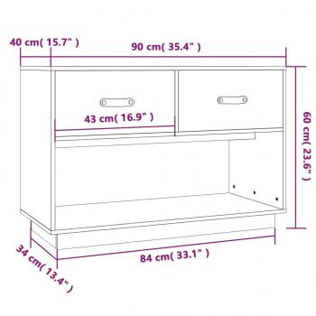 TV-Schrank Grau 90x40x60 cm Massivholz Kiefer