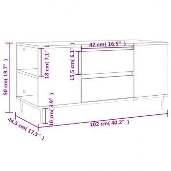 Couchtisch Schwarz 102x44,5x50 cm Holzwerkstoff