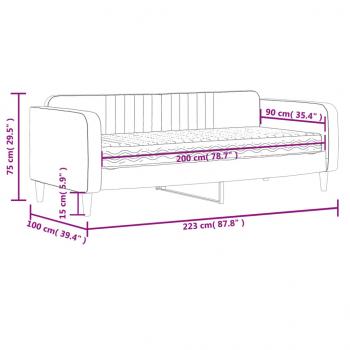 Tagesbett mit Matratze Dunkelgrün 90x200 cm Samt