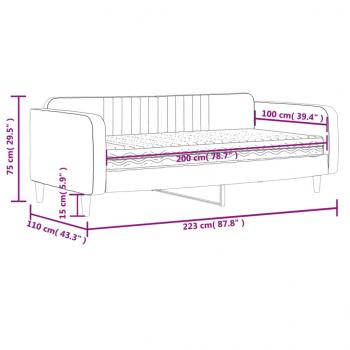 Tagesbett mit Matratze Schwarz 100x200 cm Samt