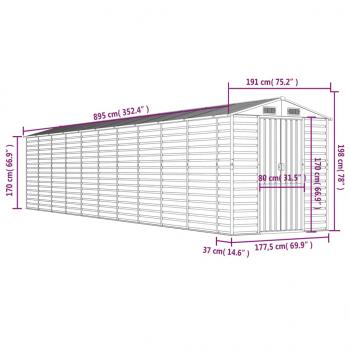 Gerätehaus Hellbraun 191x895x198 cm Verzinkter Stahl