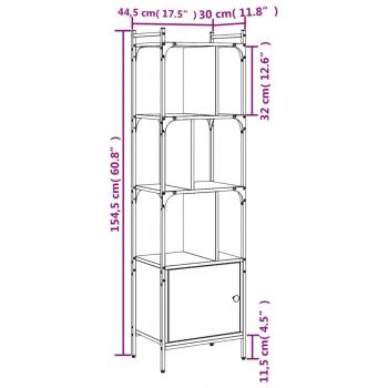 Bücherregal mit Tür Grau Sonoma 44,5x30x154,5 cm Holzwerkstoff