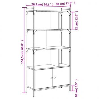 Bücherregal mit Türen Braun Eiche 76,5x30x154,5cm Holzwerkstoff