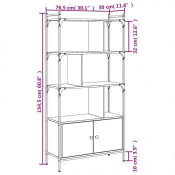 Bücherregal mit Tür Räuchereiche 76,5x30x154,5 cm Holzwerkstoff