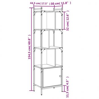 Bücherregal mit Tür Braun Eiche 44,5x30x154,5 cm Holzwerkstoff