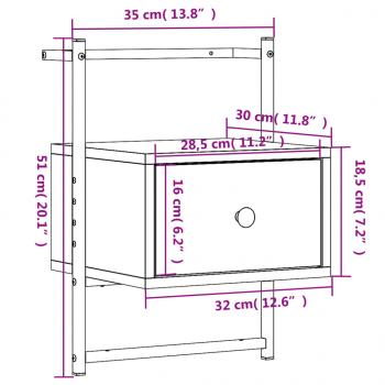 Wand-Nachttisch Grau Sonoma 35x30x51 cm Holzwerkstoff