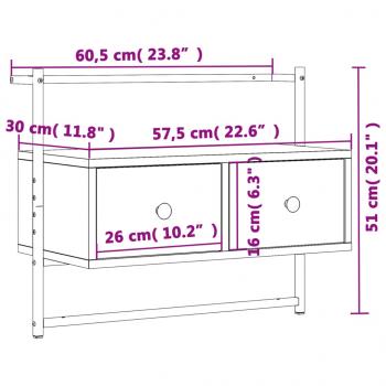 TV-Wandschrank Schwarz 60,5x30x51 cm Holzwerkstoff