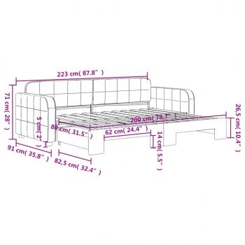 Tagesbett Ausziehbar Schwarz 80x200 cm Samt