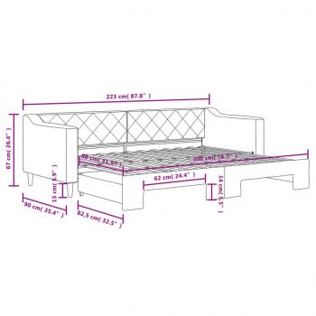 Tagesbett Ausziehbar Hellgrau 80x200 cm Stoff