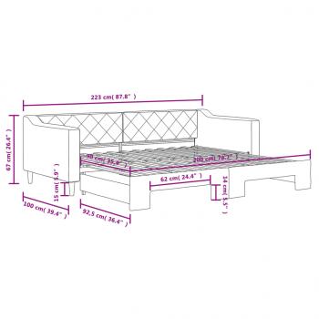 Tagesbett Ausziehbar Schwarz 90x200 cm Stoff