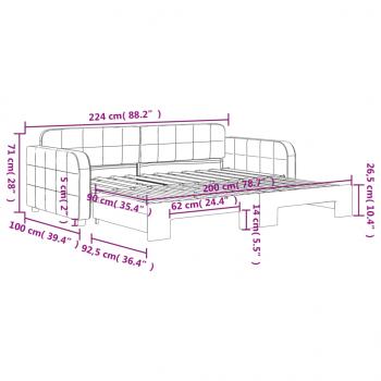 Tagesbett Ausziehbar Dunkelgrün 90x200 cm Samt