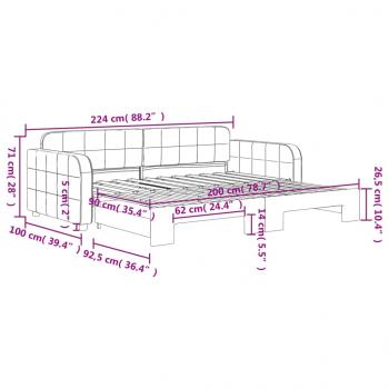 Tagesbett Ausziehbar Rosa 90x200 cm Samt