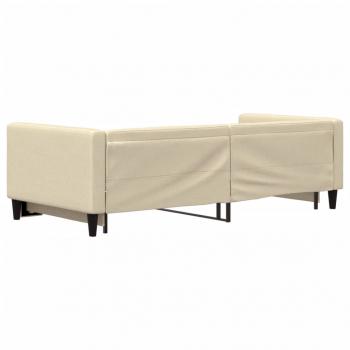 Tagesbett Ausziehbar Creme 90x200 cm Stoff