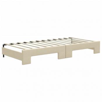 Tagesbett Ausziehbar Creme 90x200 cm Stoff