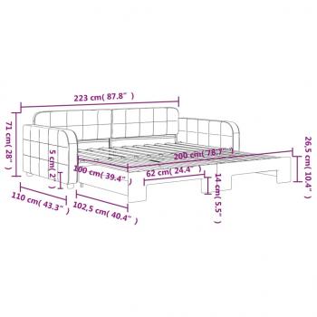 Tagesbett Ausziehbar Rosa 100x200 cm Samt