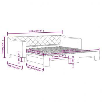 Tagesbett Ausziehbar Hellgrau 100x200 cm Stoff