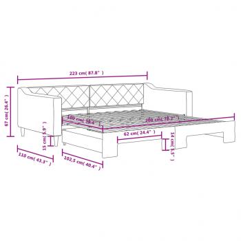 Tagesbett Ausziehbar Taupe 100x200 cm Stoff