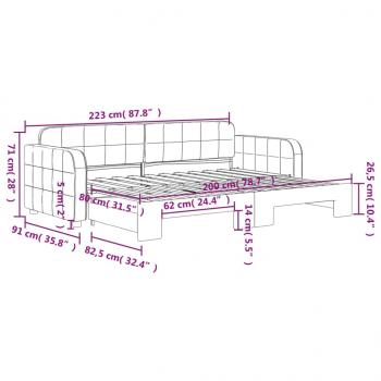 Tagesbett Ausziehbar Hellgrau 80x200 cm Samt