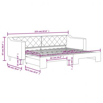 Tagesbett Ausziehbar Dunkelgrau 80x200 cm Stoff