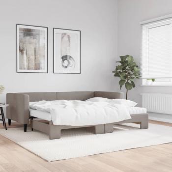 ARDEBO.de - Tagesbett Ausziehbar mit Matratzen Taupe 90x200 cm Stoff