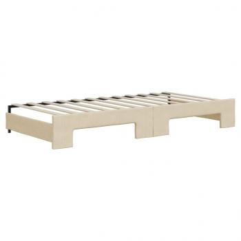 Tagesbett Ausziehbar mit Matratzen Creme 90x200 cm Stoff