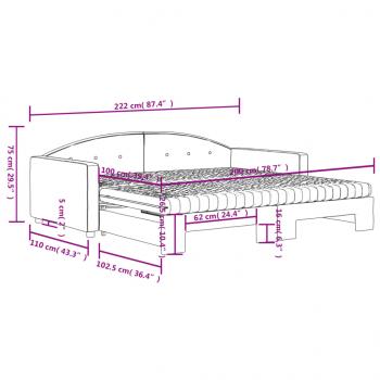 Tagesbett Ausziehbar mit Matratzen Hellgrau 100x200 cm Samt