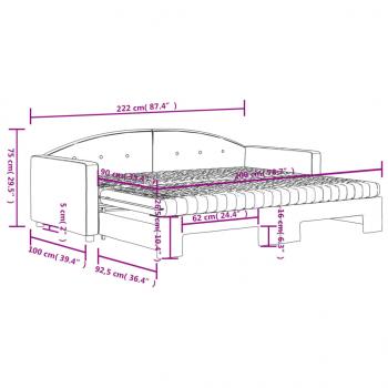 Tagesbett Ausziehbar mit Matratzen Schwarz 90x200 cm Samt