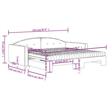 Tagesbett Ausziehbar mit Matratzen Rosa 100x200 cm Samt