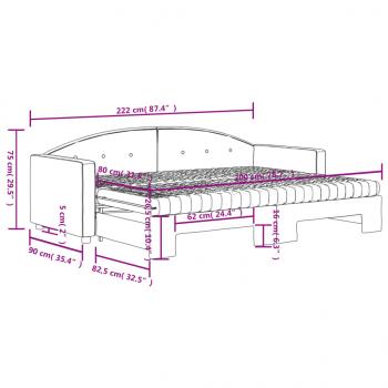 Tagesbett Ausziehbar mit Matratzen Rosa 80x200 cm Samt