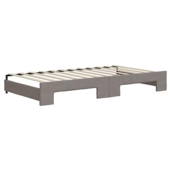 Tagesbett Ausziehbar mit Matratzen Taupe 100x200 cm Stoff