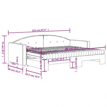 Tagesbett Ausziehbar mit Matratzen Dunkelgrün 80x200 cm Samt