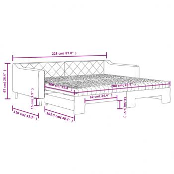 Tagesbett Ausziehbar mit Matratzen Creme 100x200 cm Stoff