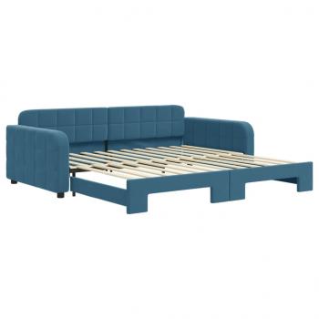 Tagesbett Ausziehbar Blau 100x200 cm Samt