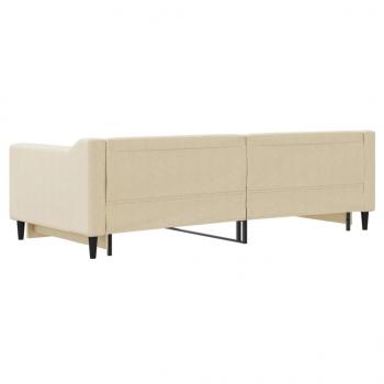 Tagesbett Ausziehbar Creme 90x200 cm Stoff