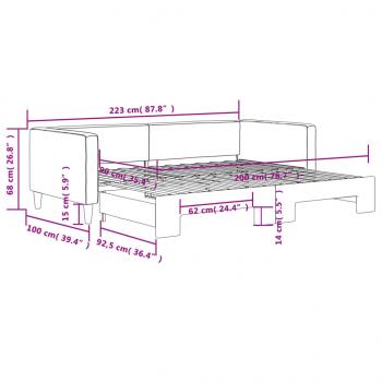 Tagesbett Ausziehbar Taupe 90x200 cm Stoff