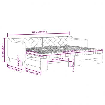 Tagesbett Ausziehbar mit Matratzen Creme 80x200 cm Stoff