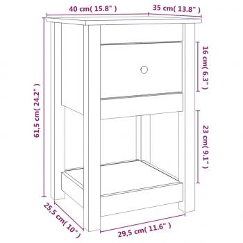 Nachttisch Grau 40x35x61,5 cm Massivholz Kiefer