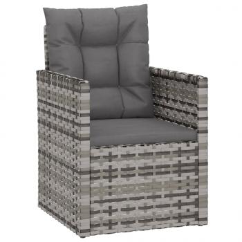 4-tlg. Garten-Lounge-Set mit Kissen Poly Rattan Grau