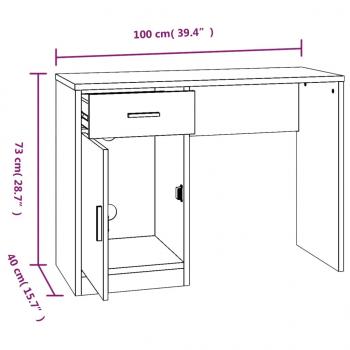 Schreibtisch mit Stauraum Räuchereiche 100x40x73 cm