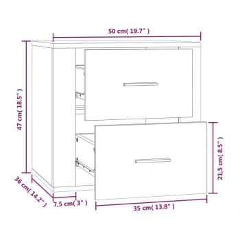 Wand-Nachttisch Grau Sonoma 50x36x47 cm