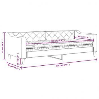 Tagesbett mit Matratze Dunkelgrau 80x200 cm Stoff