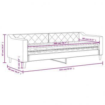 Tagesbett mit Matratze Hellgrau 80x200 cm Stoff