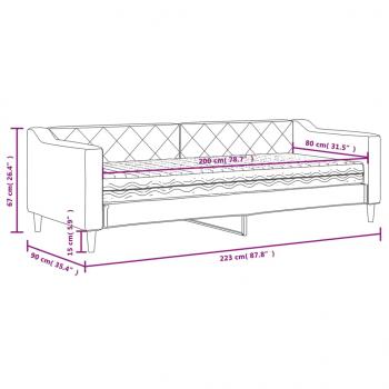 Tagesbett mit Matratze Schwarz 80x200 cm Stoff