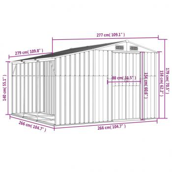Gerätehaus Grau 277x279x179 cm Verzinkter Stahl