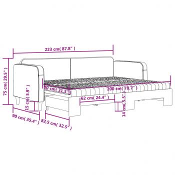 Tagesbett Ausziehbar mit Matratzen Dunkelgrau 80x200 cm Stoff