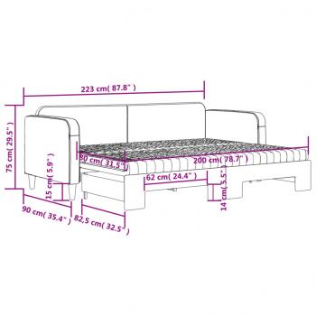 Tagesbett Ausziehbar mit Matratzen Schwarz 80x200 cm Stoff